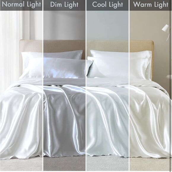 Madison Park White Queen Satin Sheet Set NWT - Picture 8 of 14